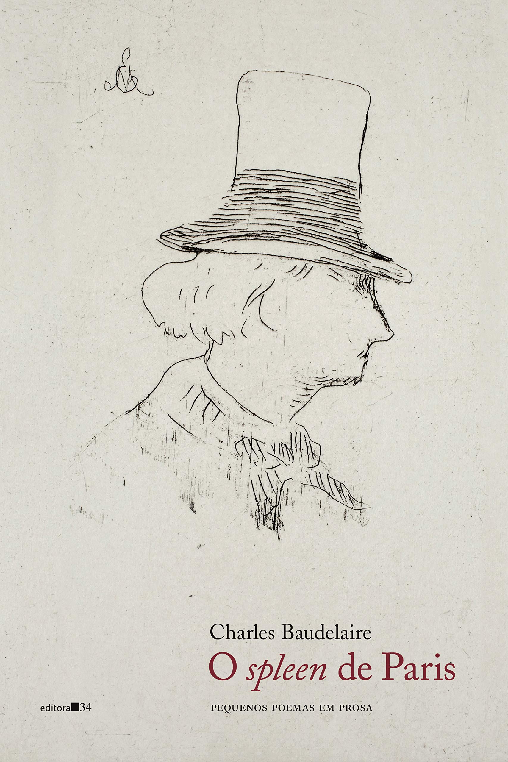 Capa do livro resenhado. Na imagem há um desenho com a silhueta do rosto do poeta Baudelaire, feito a carvão sobre papel.