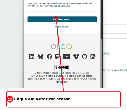 Botão Autorizar acesso no ORCID